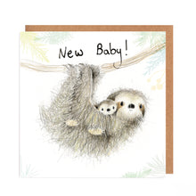 Load image into Gallery viewer, Elliot and Emmeline Sloths New Baby Card