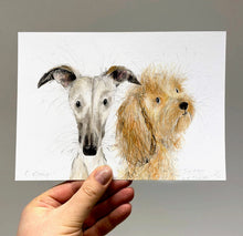 Load image into Gallery viewer, 9. Whippet and Cockpoo Print - 12 Prints for 12 Days of Christmas!