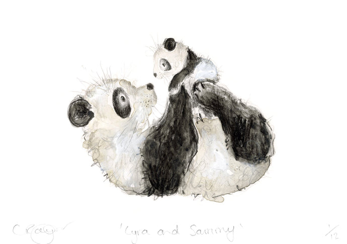 'Lyra and Sammy' Pandas A5 Print