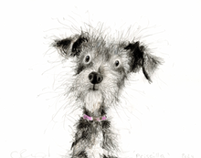 Load image into Gallery viewer, cute grey scruffy dog drawing 