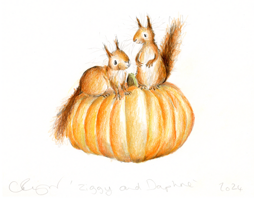 Ziggy and Daphne...and the pumpkins!