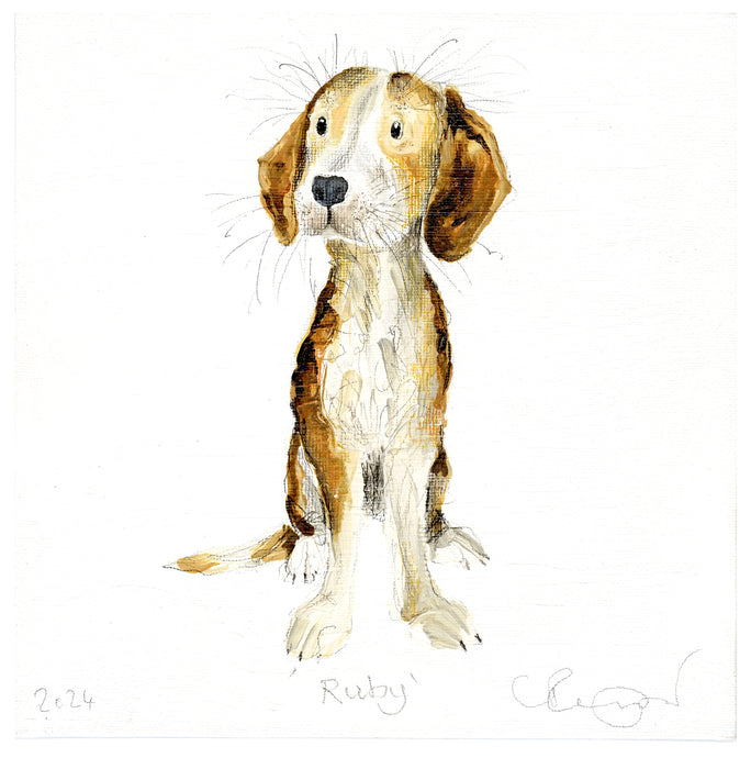 'Ruby' (Beagle original painting - framed)