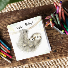 Load image into Gallery viewer, Elliot and Emmeline Sloths New Baby Card