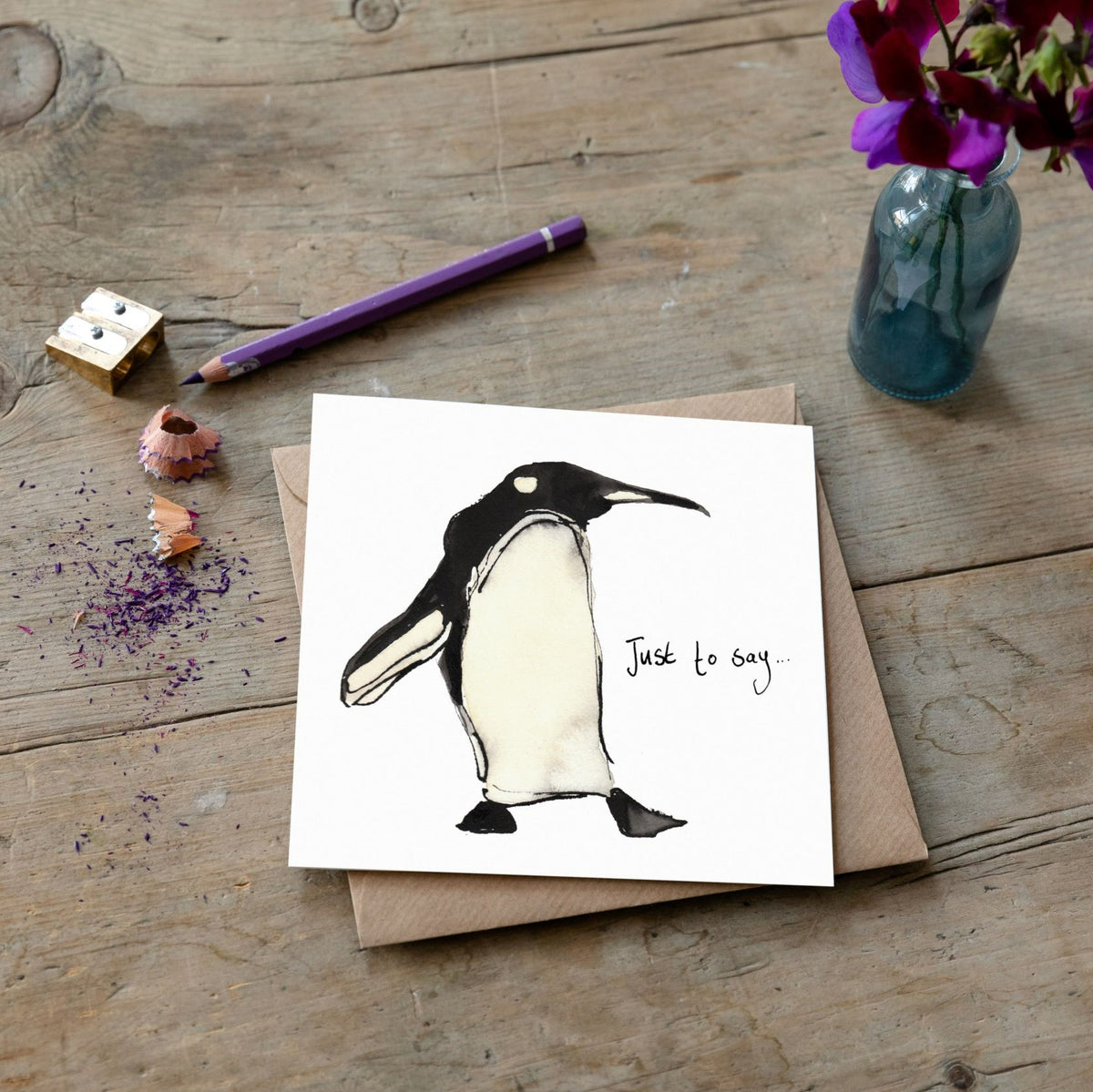 Pablo Penguin Card Just to Say – Catherine Rayner